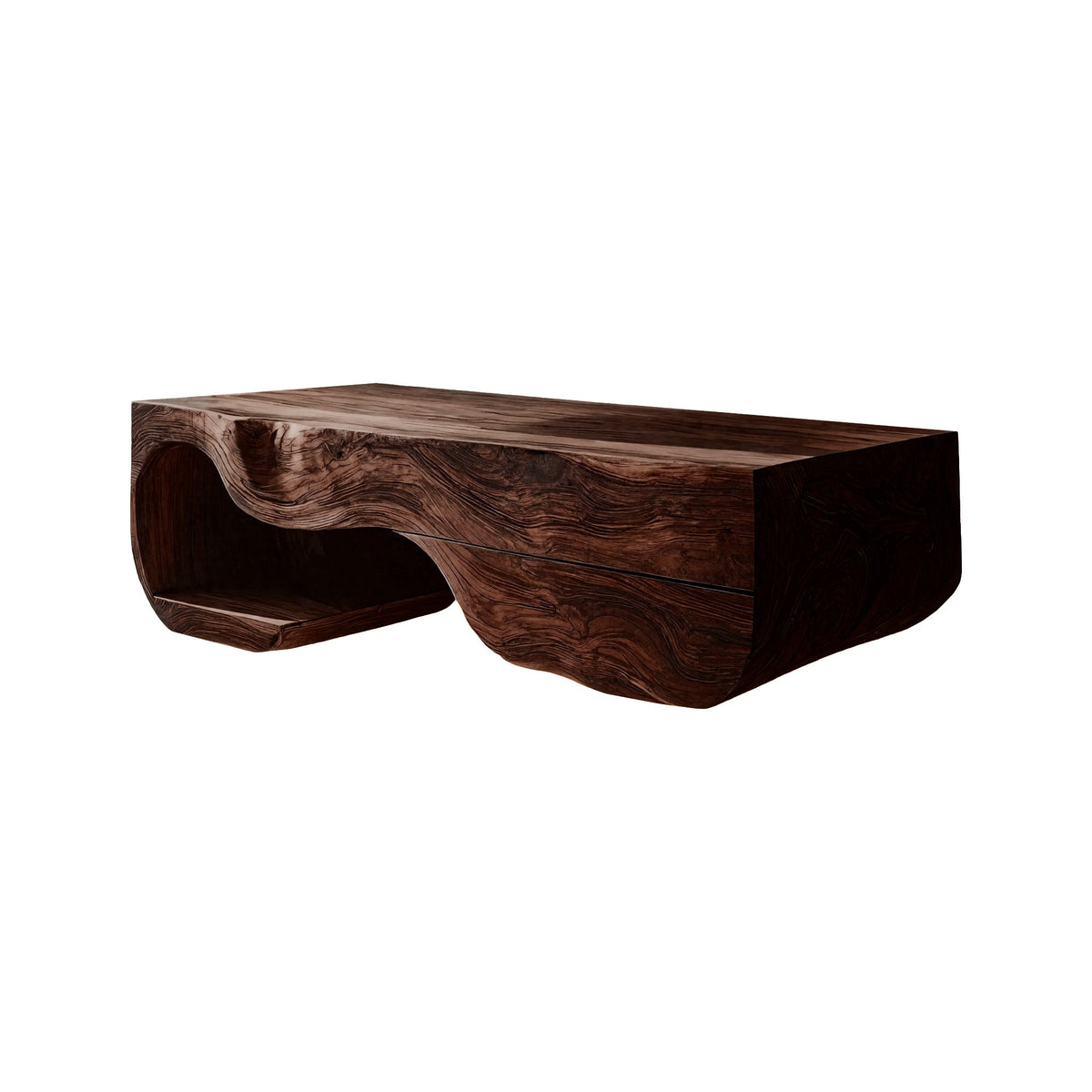 Sculpted Solid Wood Floating Bathroom Vanity with Drawer in Dark Walnut finish