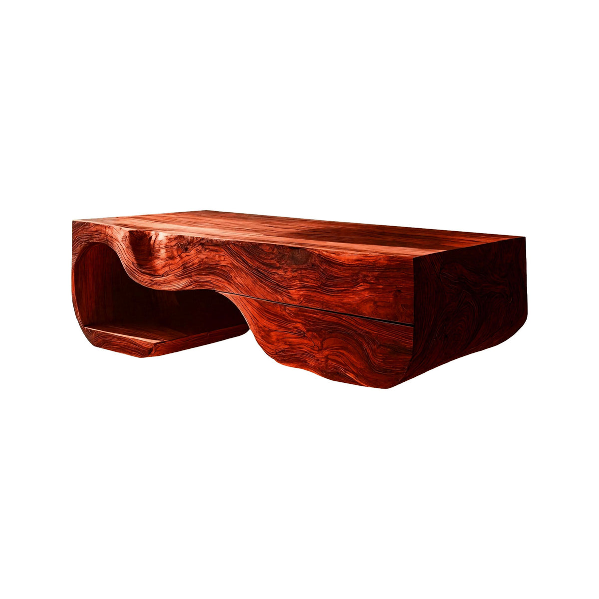 Sculpted Solid Wood Floating Bathroom Vanity with Drawer in Mahogany finish