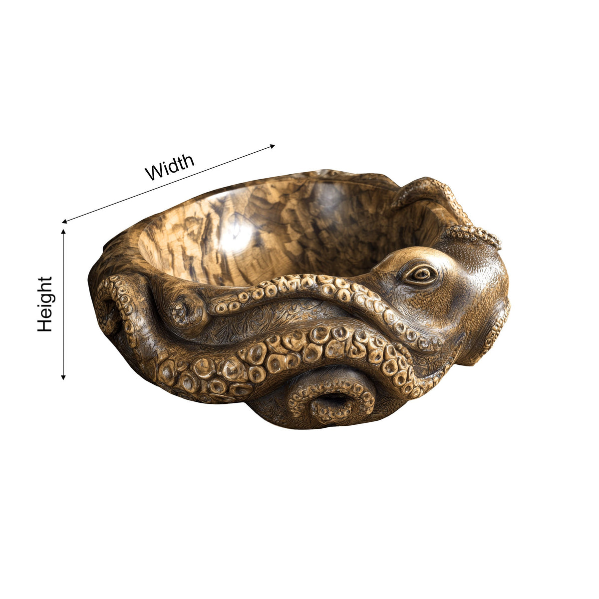 Hand-Carved Solid Wood Octopus Vessel Sink with Sculpted Tentacles - view 7