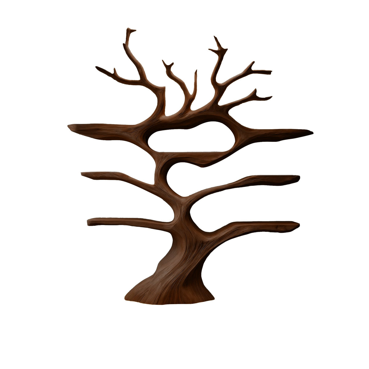 Illuminated Solid Hardwood Tree Wine Rack with LED Backlight in Dark Walnut finish