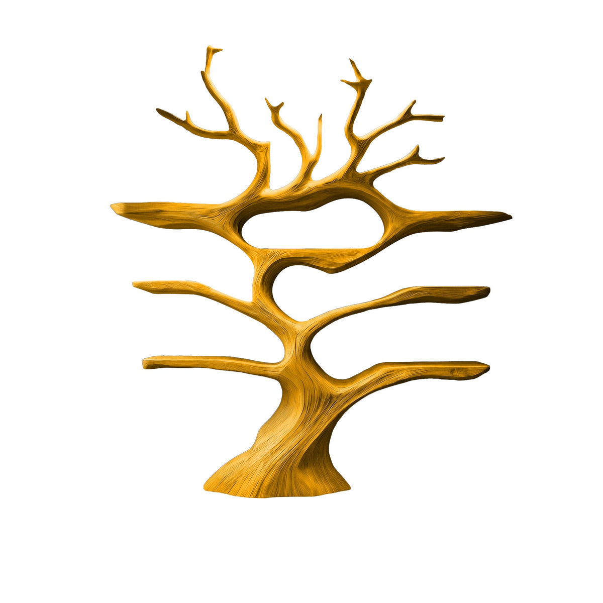 Illuminated Solid Hardwood Tree Wine Rack with LED Backlight in Teak finish