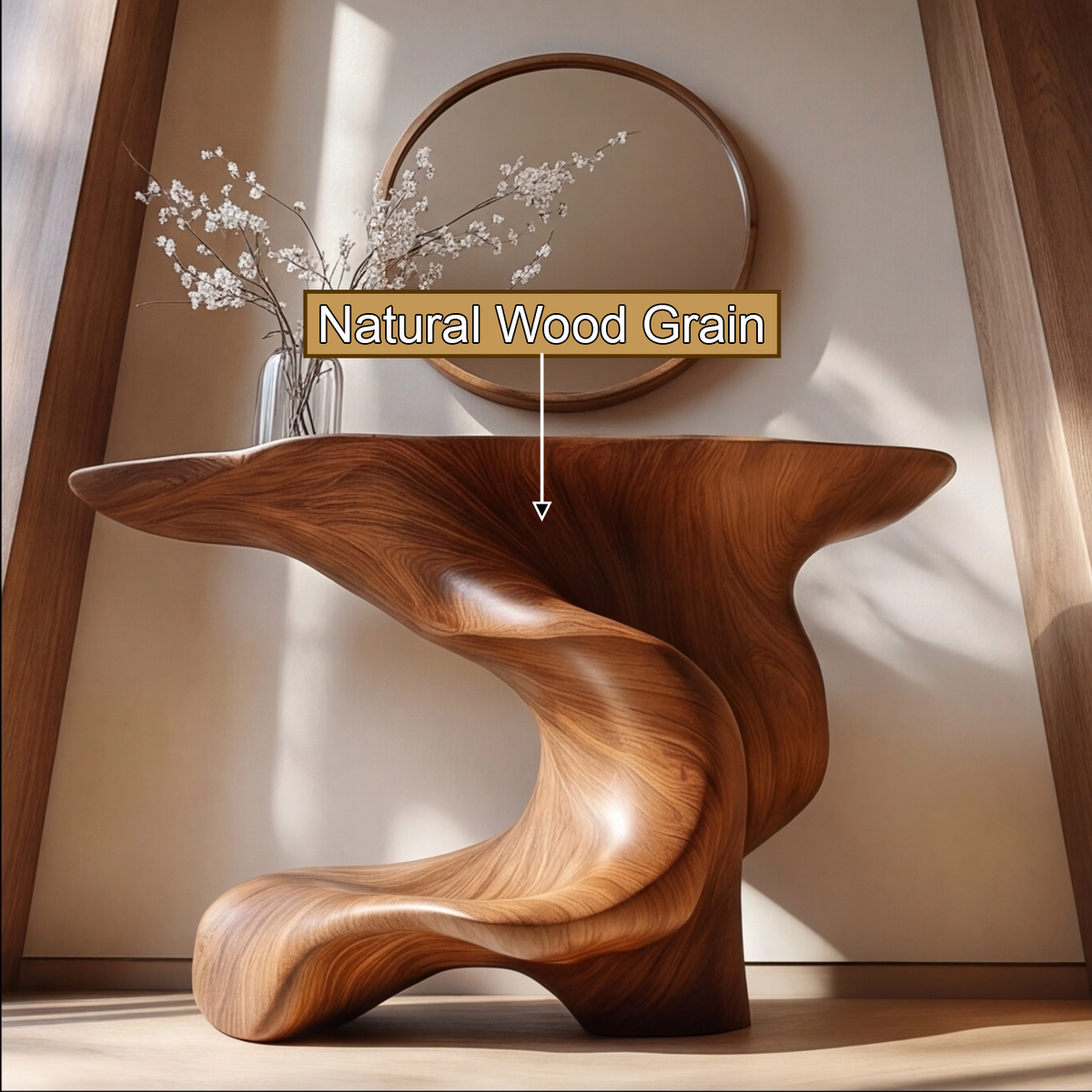 Monolithic Pedestal Solid Wood Console Table with Slim Top - view 2