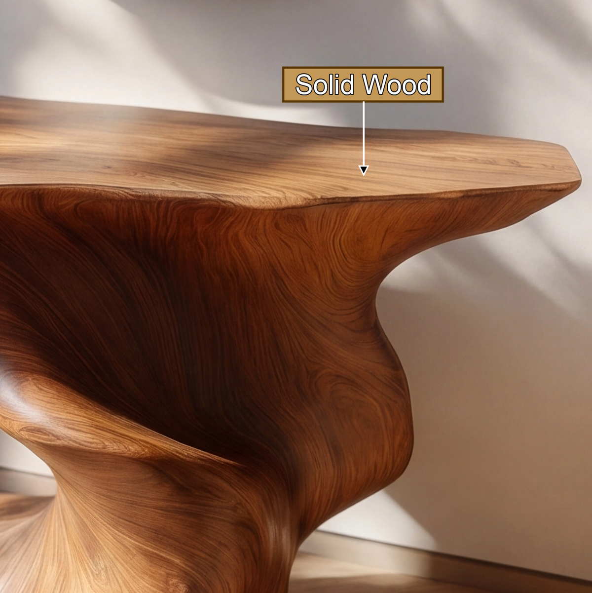 Monolithic Pedestal Solid Wood Console Table with Slim Top - view 4