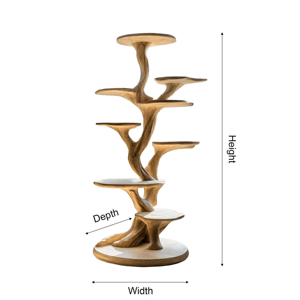 Sculpted Solid Wood Tree-Inspired Cat Tree with Staggered Platforms - view 2