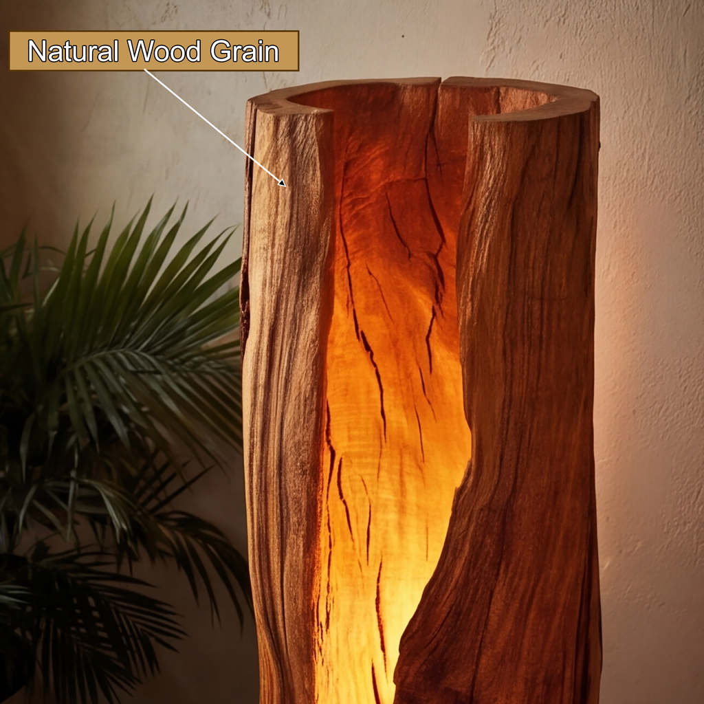 Live Edge Solid Wood Floor Lamp with Integrated LED Center Split - view 10