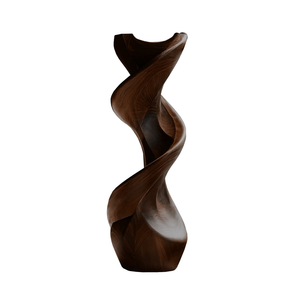 Twisted Solid Hardwood Pedestal Stand with Ribbon Spiral Form in Dark Walnut finish