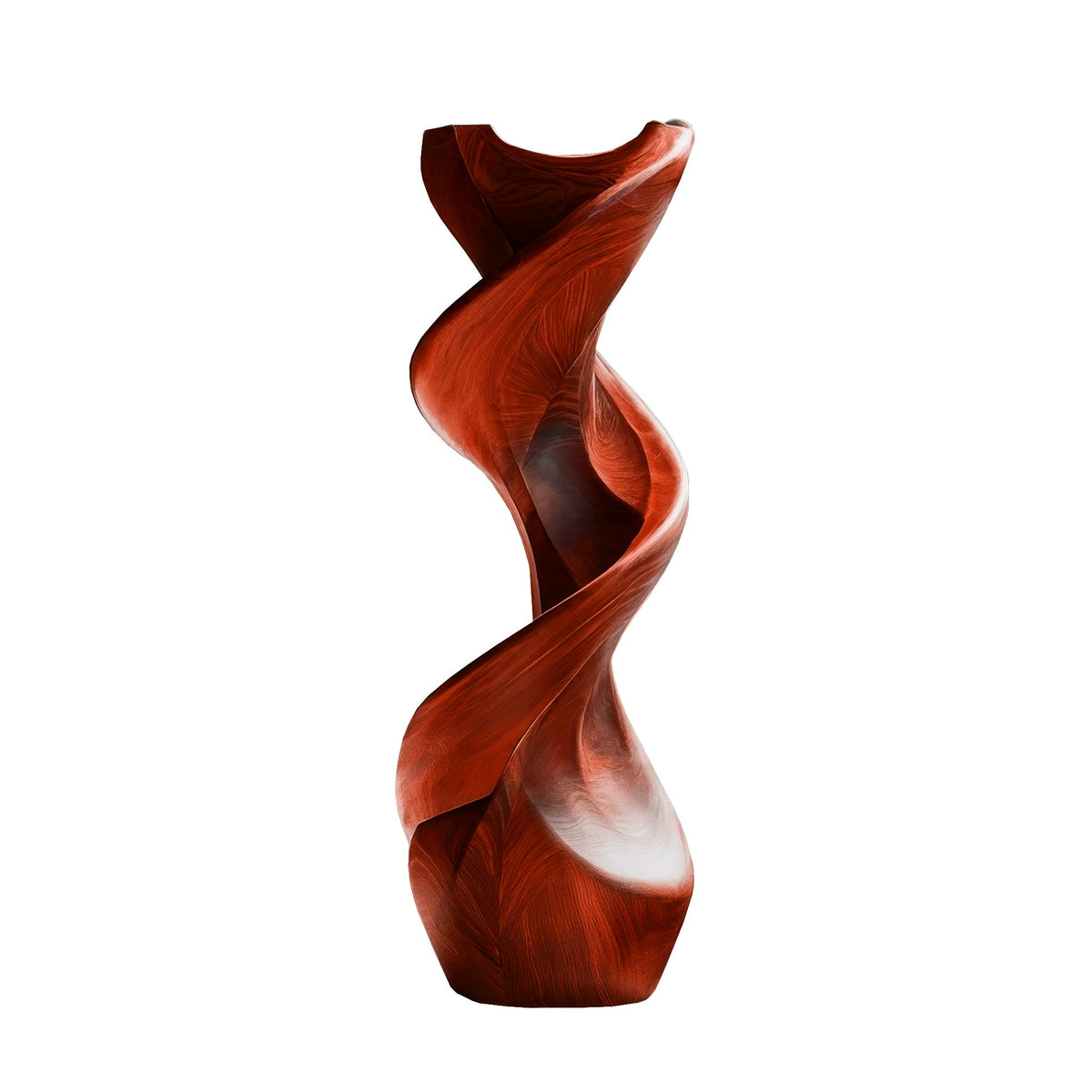 Twisted Solid Hardwood Pedestal Stand with Ribbon Spiral Form in Mahogany finish
