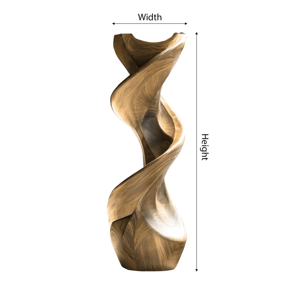 Twisted Solid Hardwood Pedestal Stand with Ribbon Spiral Form - view 5