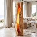 Live Edge Solid Wood Floor Lamp with Integrated LED Center Split in Natural Oak finish