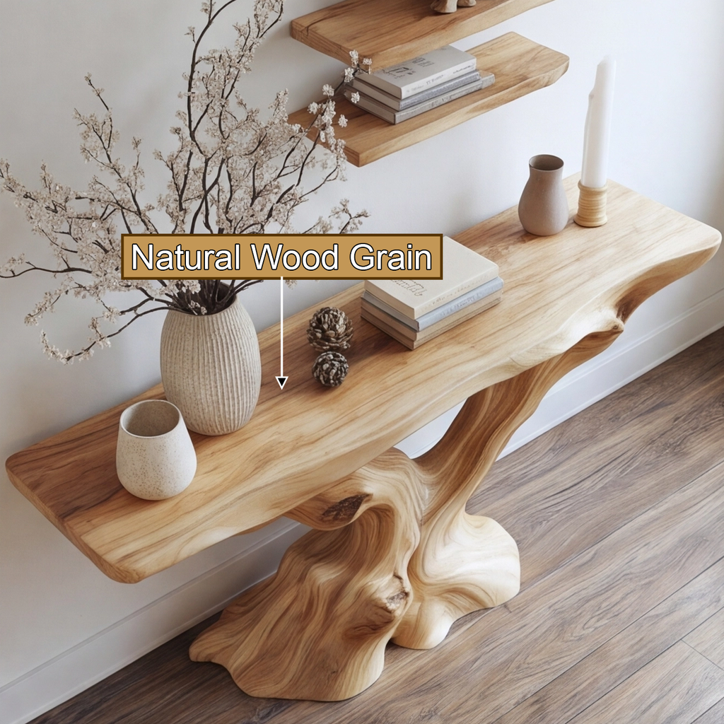 Root-Inspired Solid Wood Console Table with Natural Edge Top - view 10