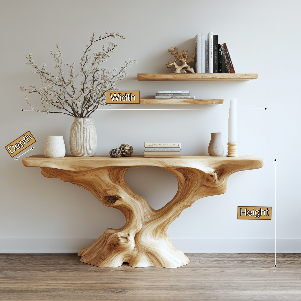Root-Inspired Solid Wood Console Table with Natural Edge Top - view 9