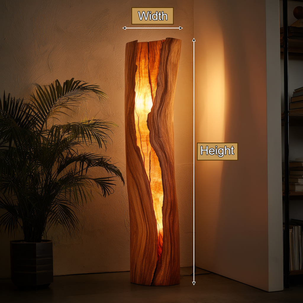 Live Edge Solid Hardwood Floor Lamp with Integrated LED Fissure - view 8