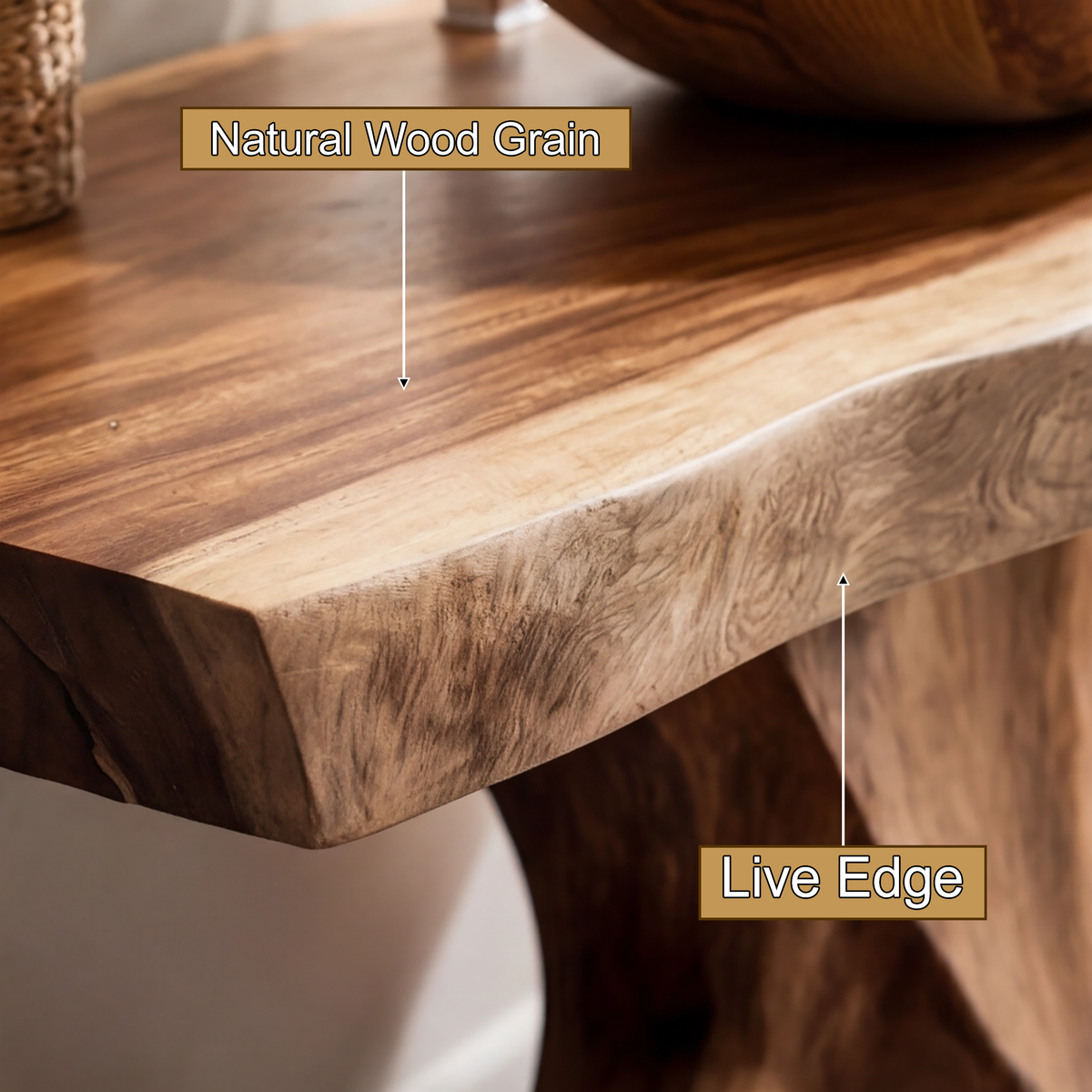 Solid Hardwood Freestanding Bathroom Vanity with Root-Form Base - view 6