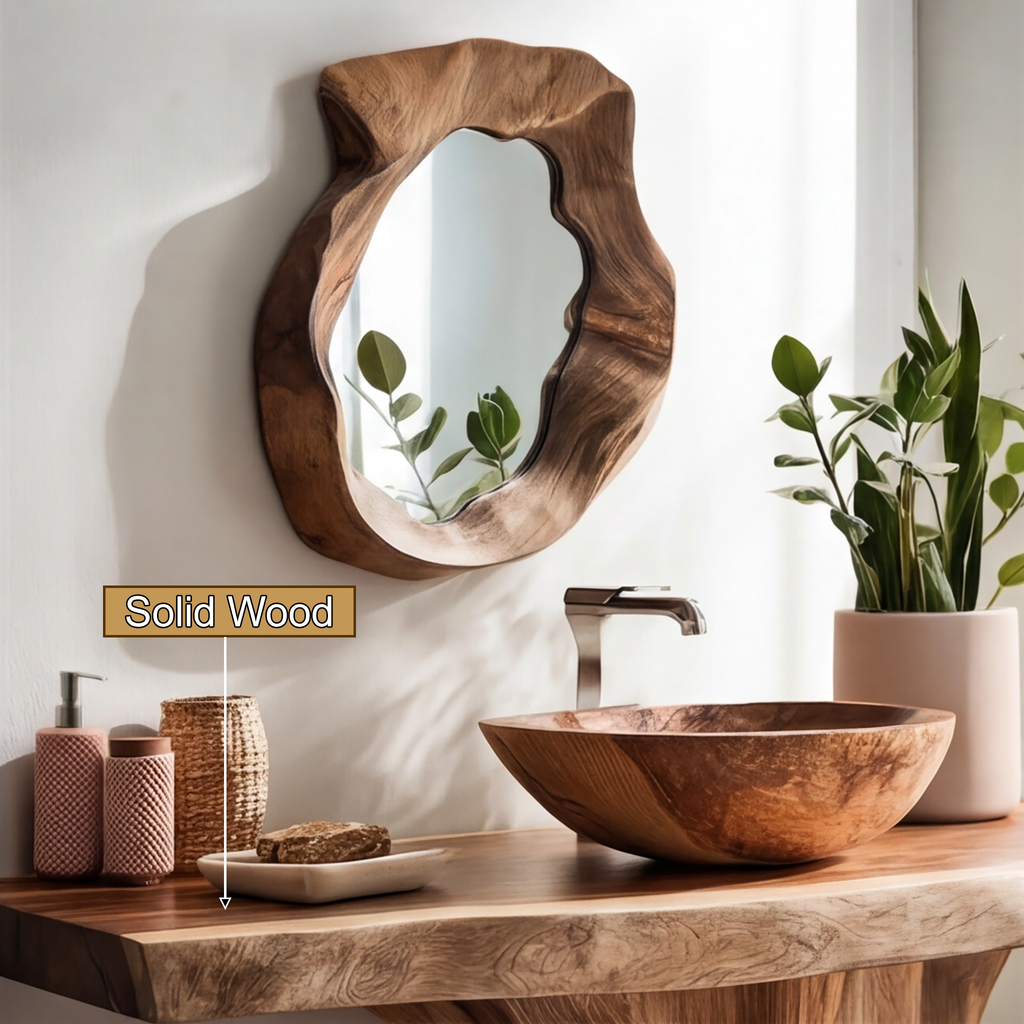 Solid Hardwood Freestanding Bathroom Vanity with Root-Form Base - view 4