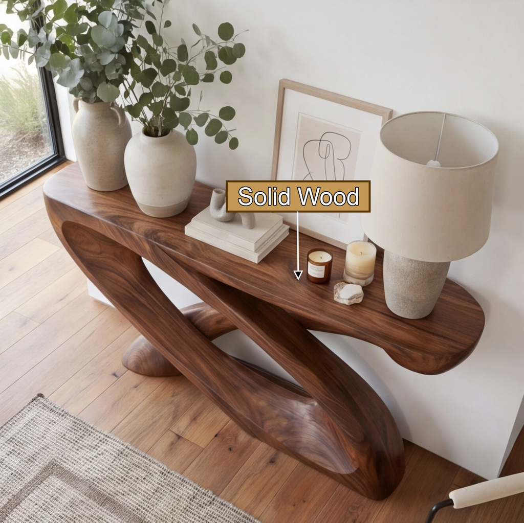 Sculpted Solid Hardwood Console Table with Looped Pedestal Base - view 11