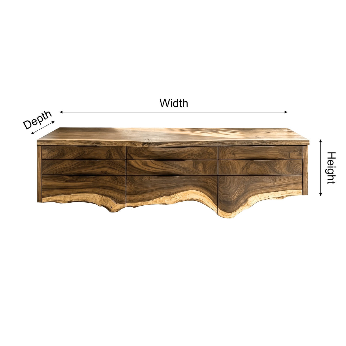 Live Edge Hardwood Floating Bathroom Vanity with Drawer Storage - view 4