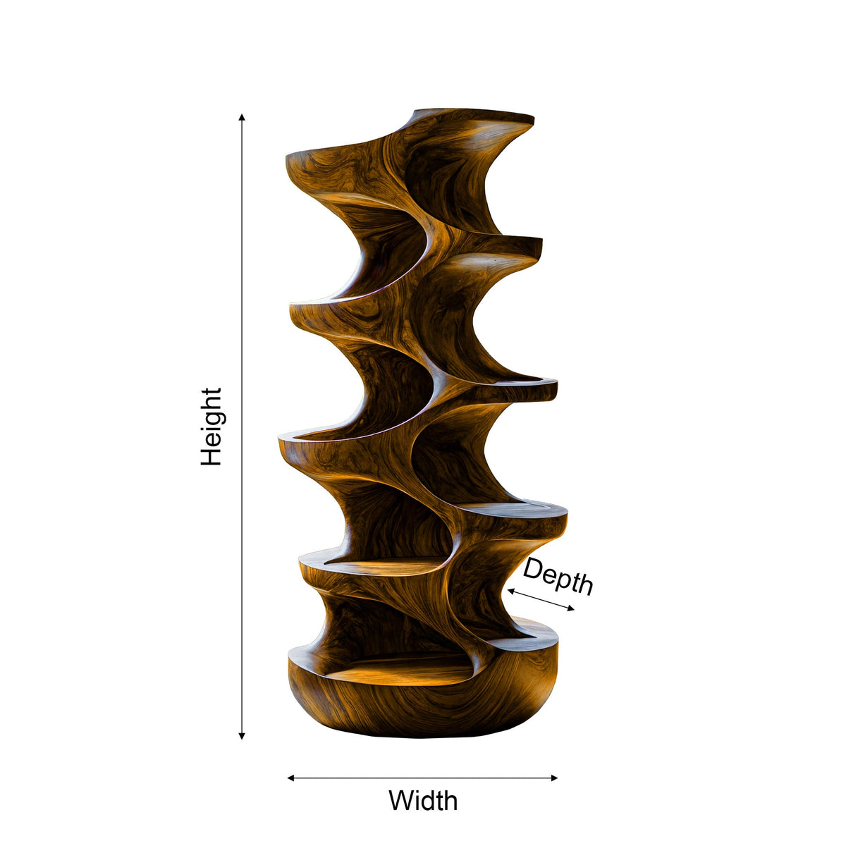 Sculpted Solid Wood Cat Tree with Hollowed Perching Platforms - view 6