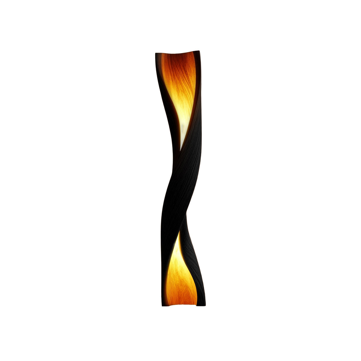 Sculpted Solid Wood Twisting Floor Lamp with Integrated LED in Black finish