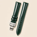 Army Green Shell Cordovan Leather Watch Strap leather watch strap, flat lay