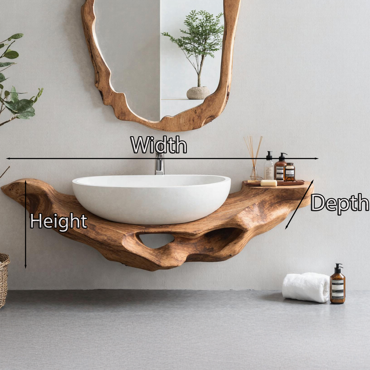 Low-Profile Live Edge Floating Vanity Shelf for Small Bathrooms - view 6
