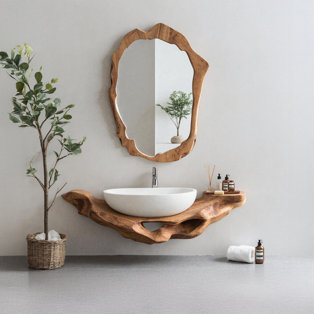 Low-Profile Live Edge Floating Vanity Shelf for Small Bathrooms - view 2