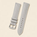 Beige Suede Leather Watch Strap leather watch strap, flat lay