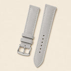 Beige Suede Leather Watch Strap leather watch strap, flat lay