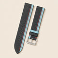 Black & Blue Epsom Leather Watch Strap leather watch strap, flat lay