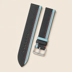 Black & Blue Epsom Leather Watch Strap leather watch strap, flat lay