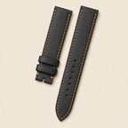 Black & Gold Vachetta Leather Watch Strap leather watch strap, flat lay