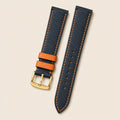 Black & Orange Epsom Leather Watch Strap leather watch strap, flat lay