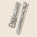Black & White Lizard Leather Watch Strap leather watch strap, flat lay