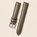 Black Gold Lizard Leather Watch Strap leather watch strap, flat lay