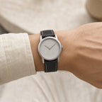 Black Gray Shark Leather Watch Strap worn on the wrist