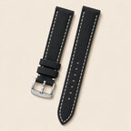 Black Nubuck Leather Watch Strap leather watch strap, flat lay