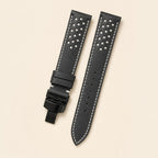 Black Rally Epsom Leather Watch Strap leather watch strap, flat lay