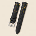 Black Rally Pueblo Leather Watch Strap leather watch strap, flat lay