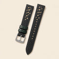 Black Rally Shark Leather Watch Strap leather watch strap, flat lay