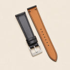 Black Shell Cordovan Fixed Bars Leather Watch Strap leather watch strap, flat lay