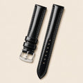 Black Shell Cordovan Leather Watch Strap leather watch strap, flat lay