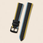 Black Turquoise Epsom Leather Watch Strap leather watch strap, flat lay