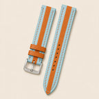 Blue & Orange Epsom Leather Watch Strap leather watch strap, flat lay