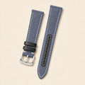 Blue Gray Canvas Watch Strap leather watch strap, flat lay