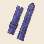 Blue Python Leather Watch Strap leather watch strap, flat lay