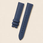 Blue Saffiano Leather Watch Strap leather watch strap, flat lay