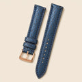 Blue Shark Leather Watch Strap leather watch strap, flat lay