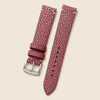 Bordeaux Stingray Leather Watch Strap leather watch strap, flat lay
