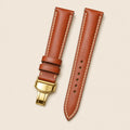 British Tan Vachetta Leather Watch Strap leather watch strap, flat lay