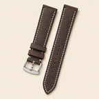 Brown Babele Leather Watch Strap leather watch strap, flat lay