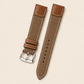 Brown Canvas Watch Strap leather watch strap, flat lay